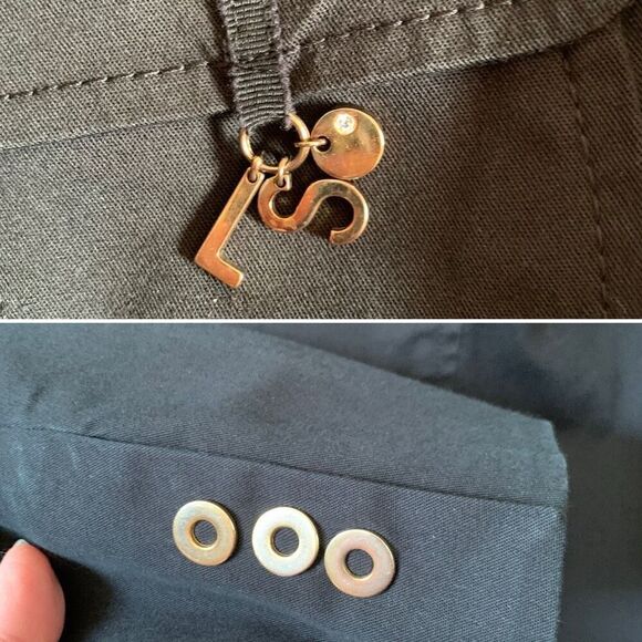 Luisa Spagnoli Signature Cotton‎ Blend Snap Blazer Black Size 44/S - Picture 7 of 12